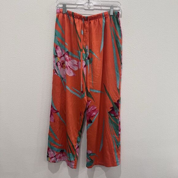 Natori Other - Natori Silky Satin Pajama Pants Medium Pull On Tropical Floral Loungewear Soft